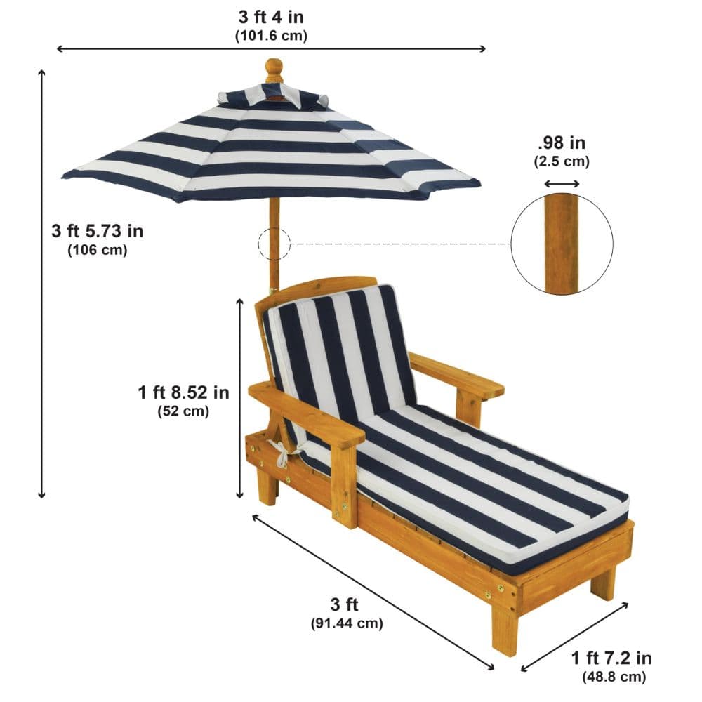 KidKraft Outdoor Chaise With Umbrella Navy