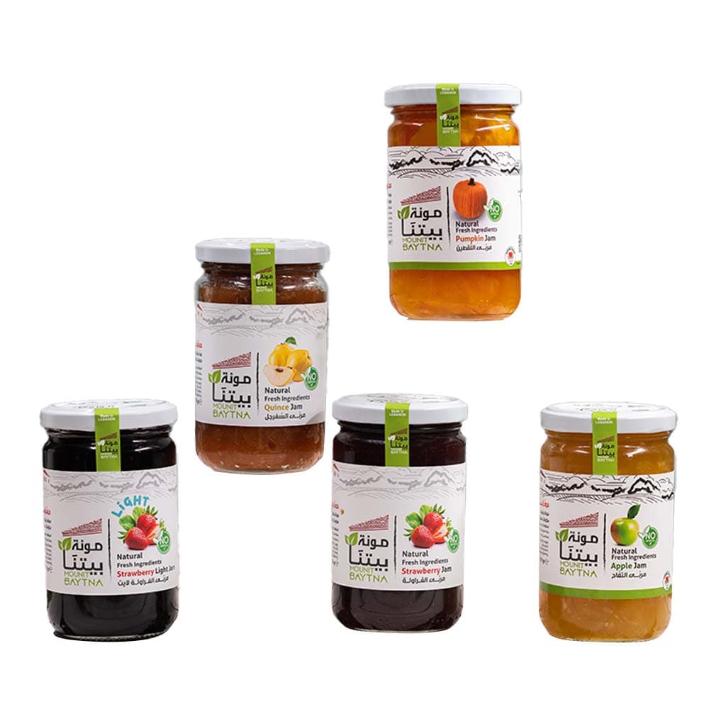 Mounit Baytna - Dry Fig Jam 750g with Any Mix Jams - Pack of 6 - Flavour May Vary