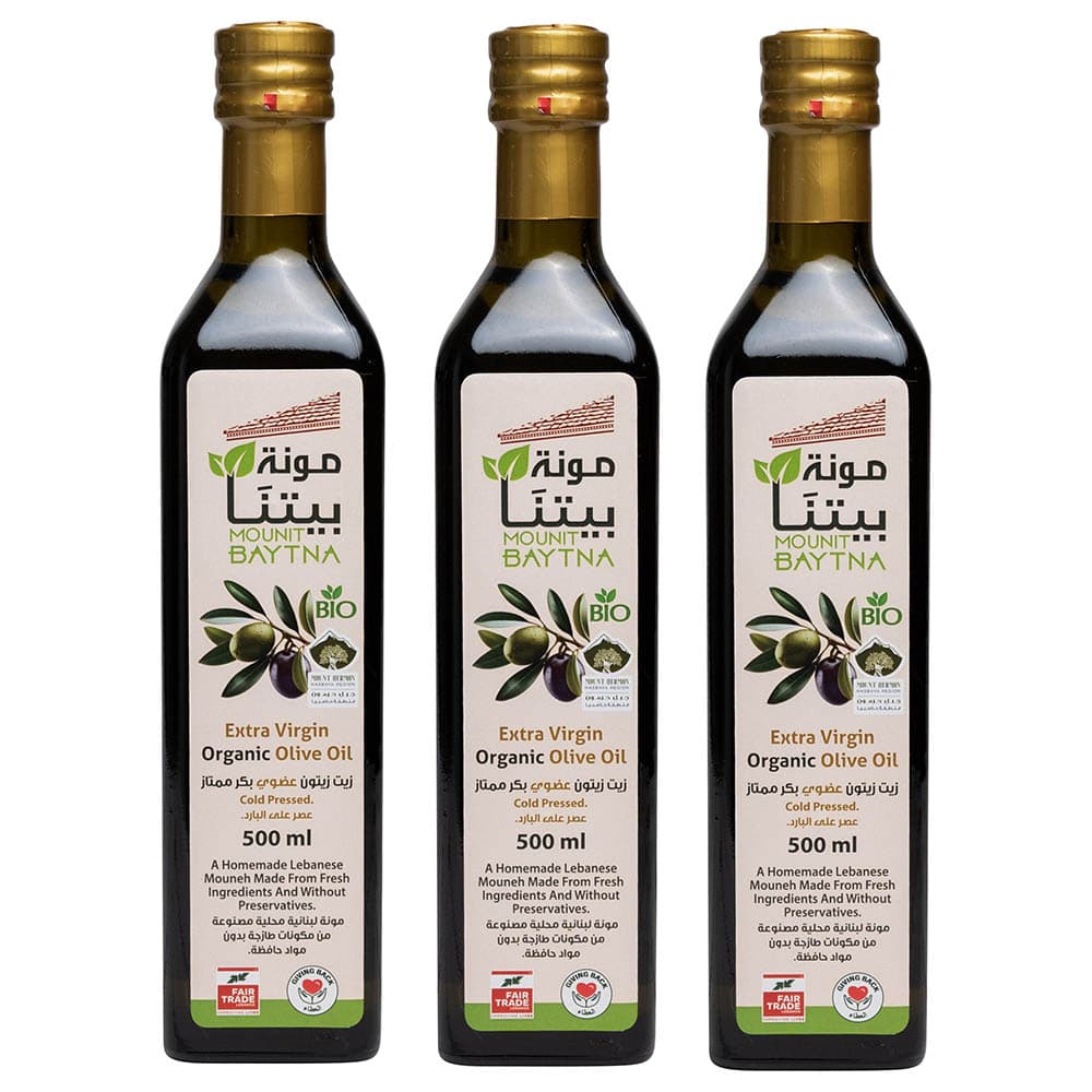 Mounit Baytna - Extra Virgin Organic Olive Oil - 500 ml - Pack of 3