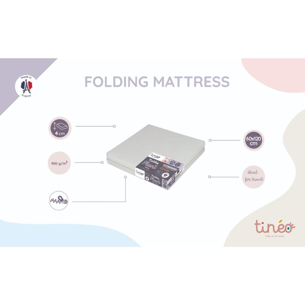 Tineo - Foldable Mattress w/ Removable Cover Grey - 60 x 120cm