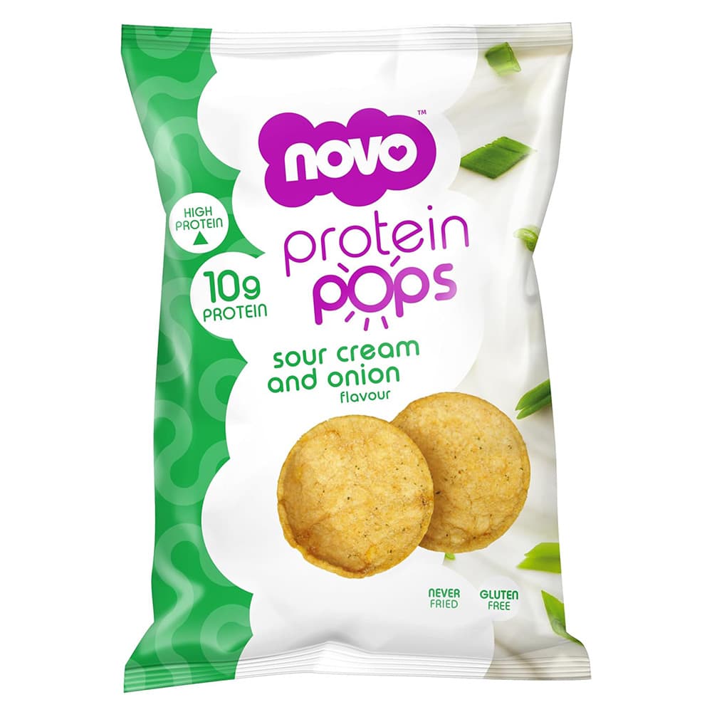 Novo - Protein Pops Healthy Snack - Sour Cream And Onion - 45 g - Pack of 6