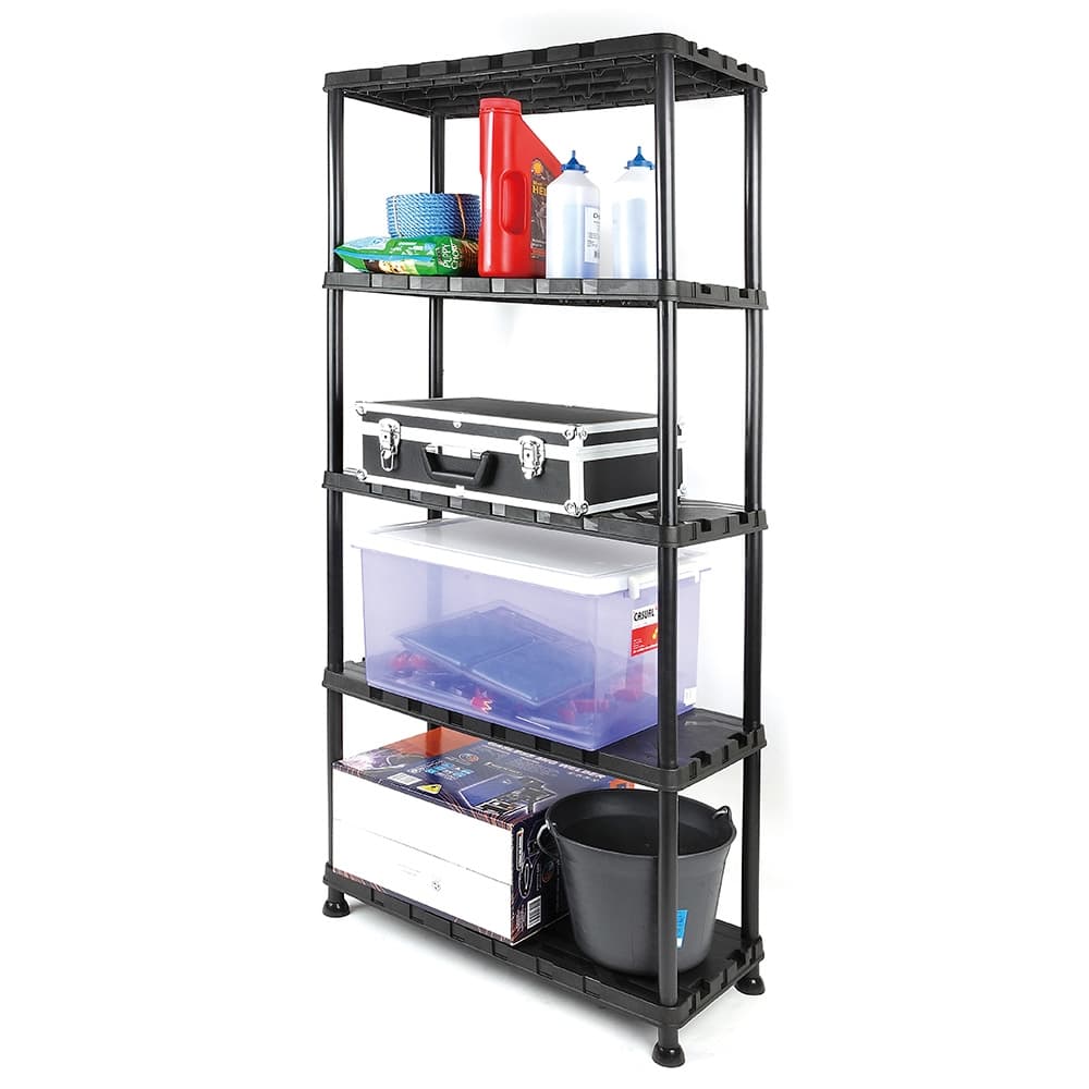 Tactix - 5 Tier Plastic Shelf Unit - Black