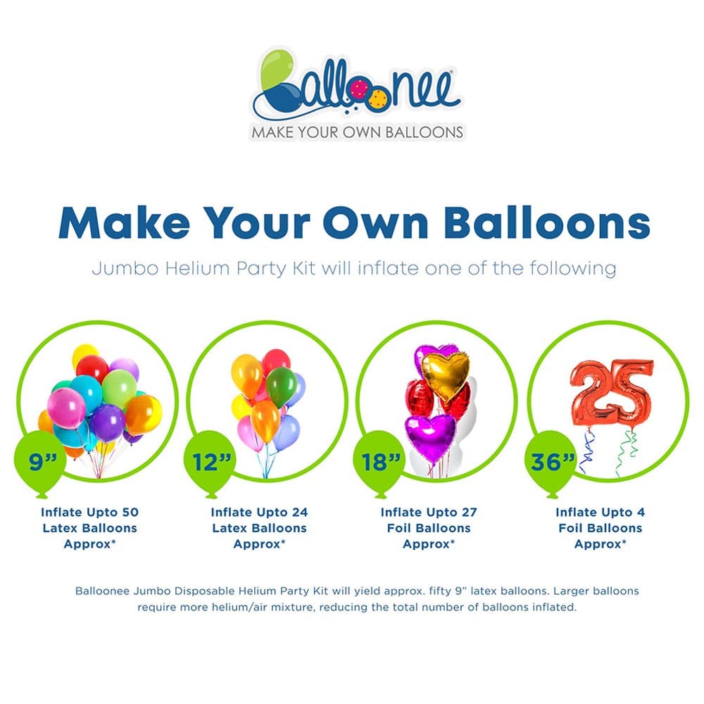 Balloonee - Jumbo Disposable Helium Party Kit With 50 Balloons