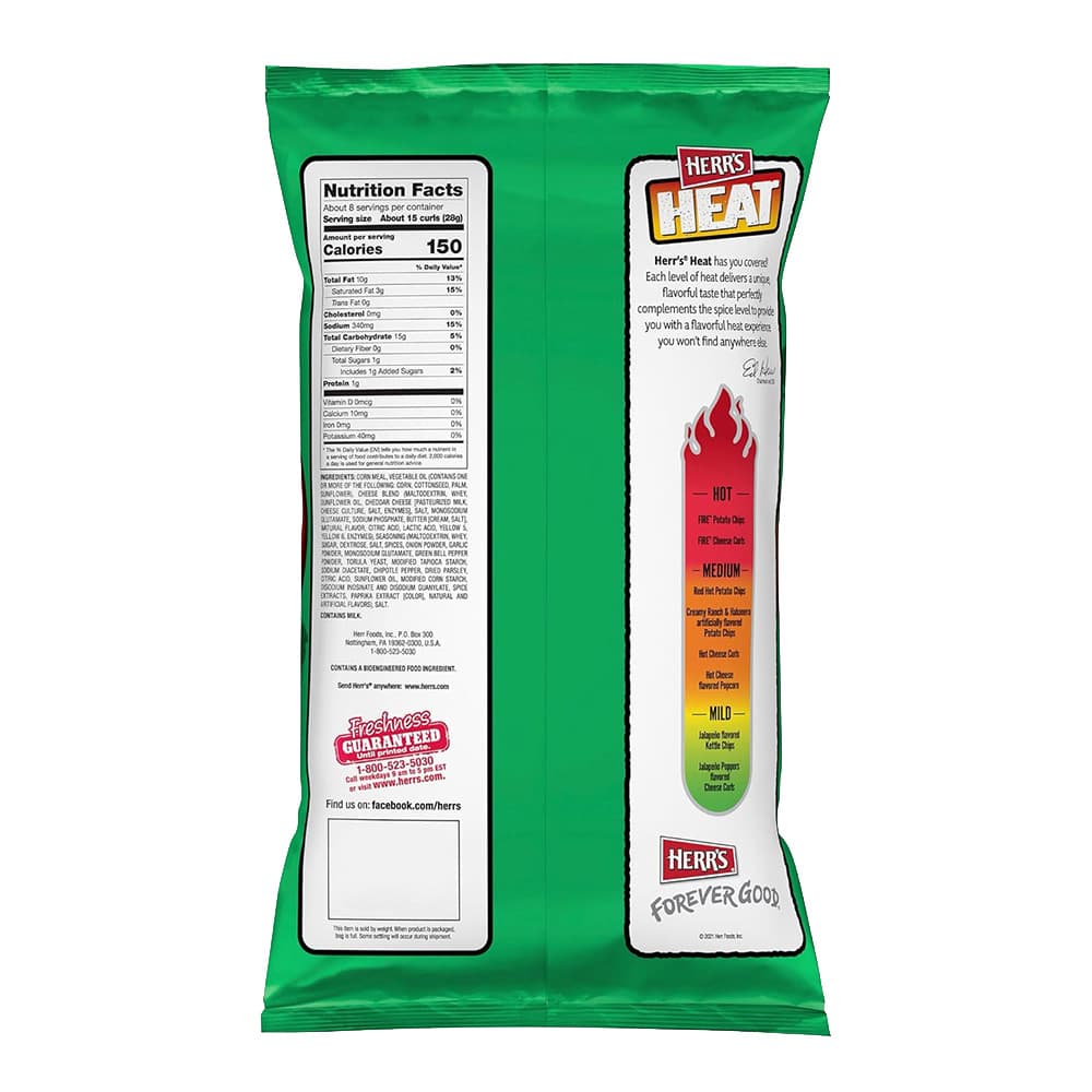 Herr's - Gluten Free Jalapeno Cheese Curls Snack - 113 g