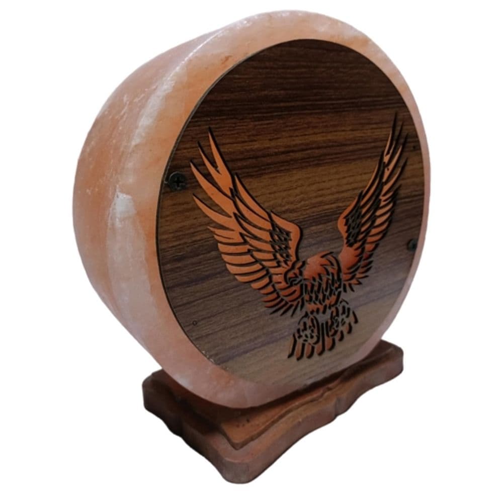 Himalayan Salt - Natural Lamp w/ Wood Base - Eagle