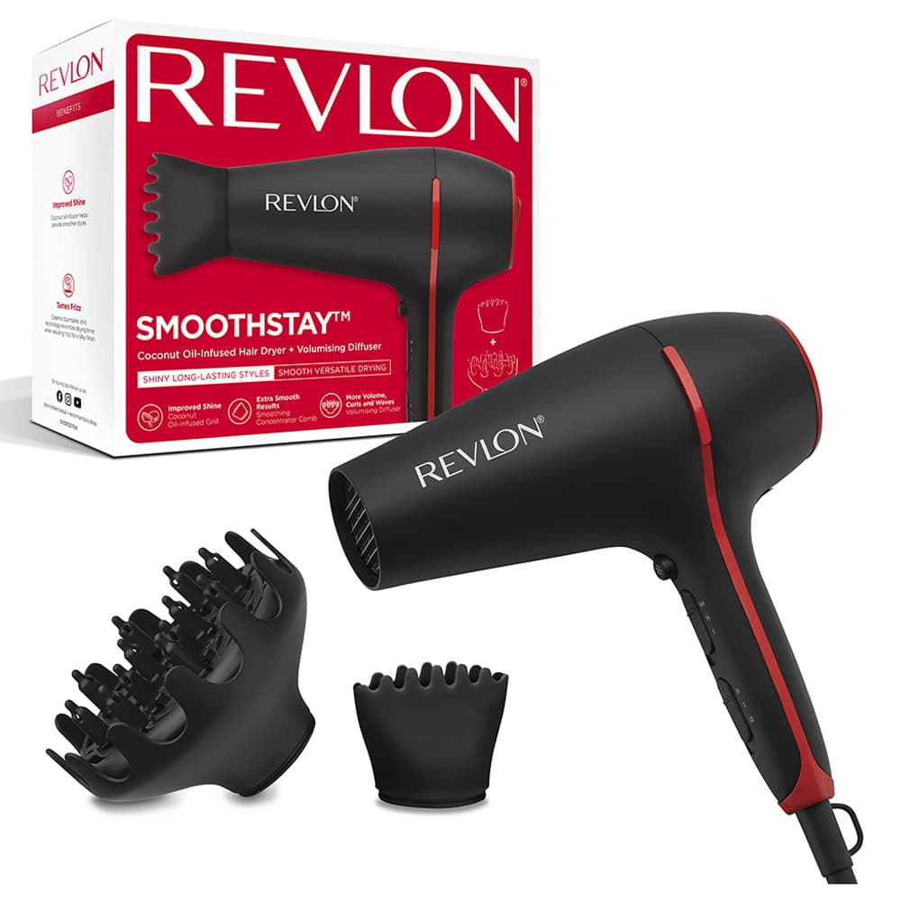 Revlon - SmoothStay Hair Dryer With Volumising Diffuser - Black