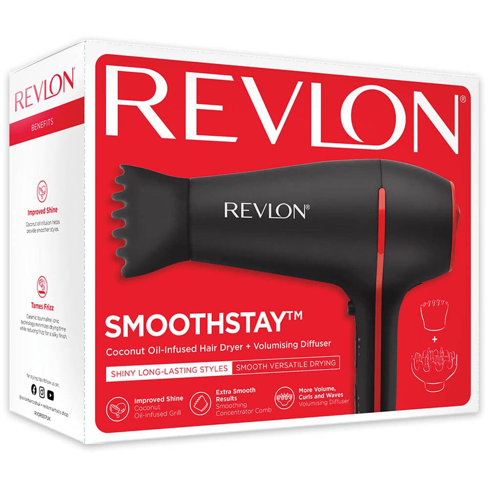 Revlon - SmoothStay Hair Dryer With Volumising Diffuser - Black