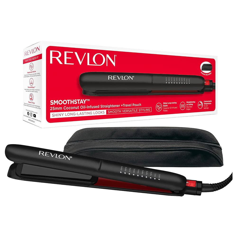 Revlon - SmoothStay Hair Straightener With Travel Pouch - Black