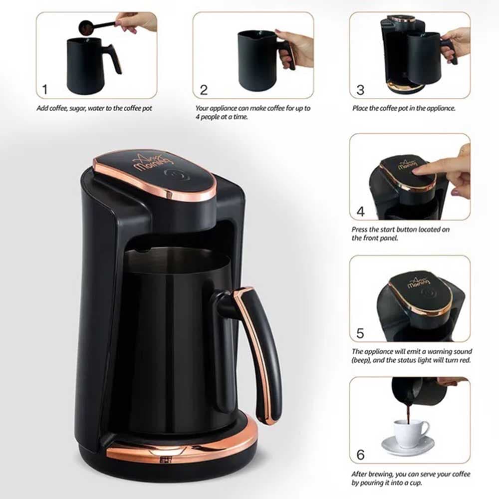 Any Morning - Turkish Coffee Maker With Pot - Black - 400 Watts