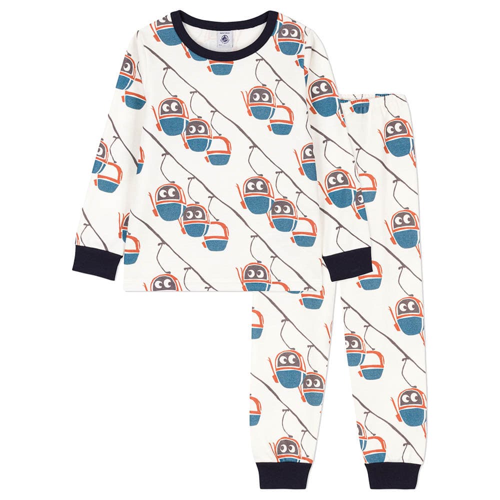 Petit Bateau - 2pc-Set - Boy's Gondola Fleece Pyjama Suit - White