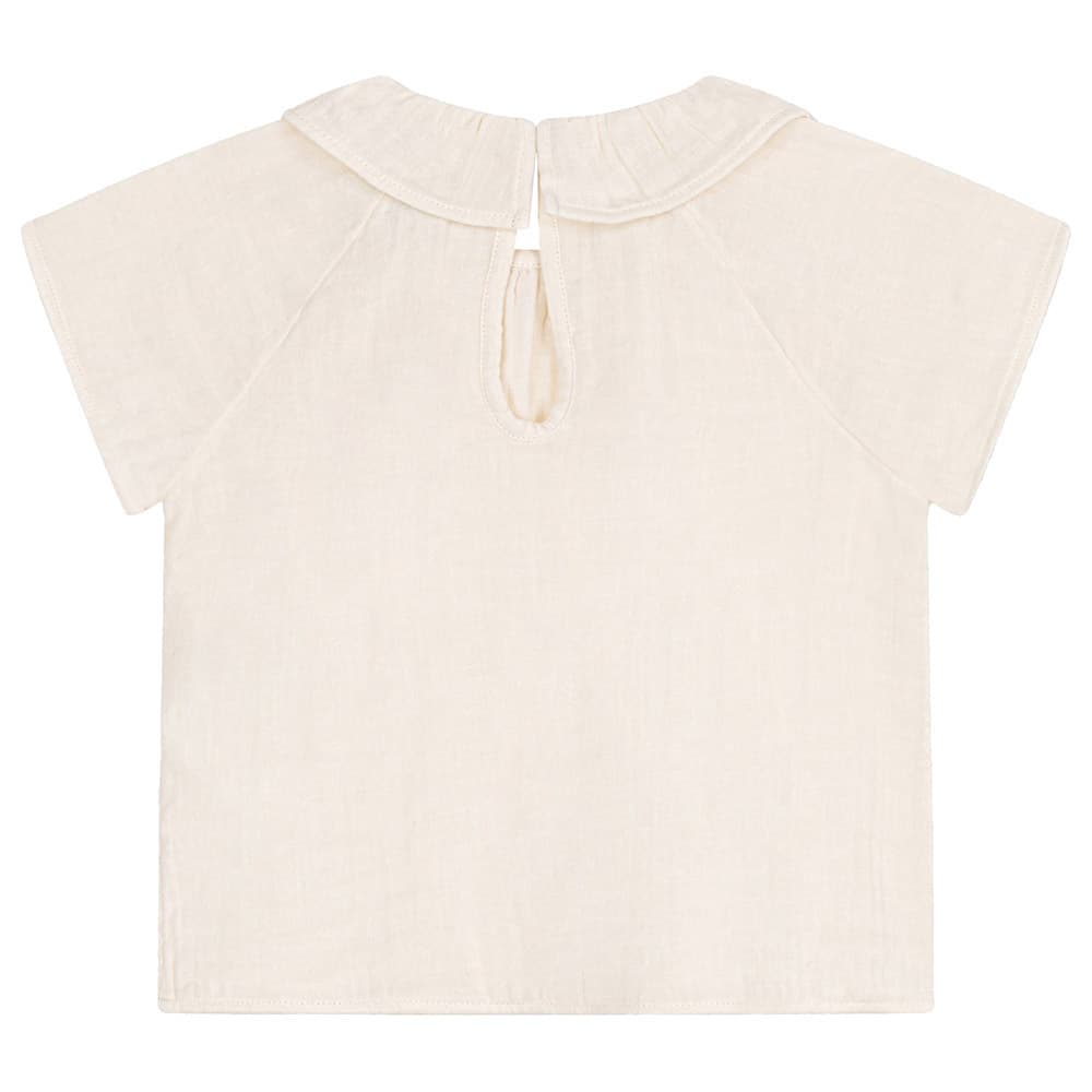 Petit Bateau - Baby's Short Sleeves Cotton Gauze Blouse - White