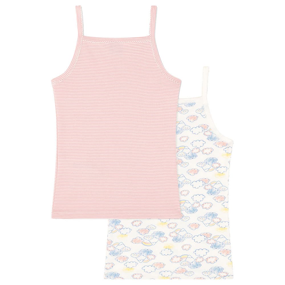 Petit Bateau - 2pc-Set - Girl's Rainbow Cotton Vests - Pink