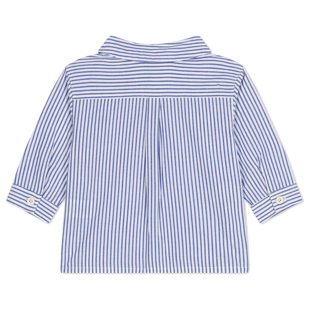 Petit Bateau - Boy's Striped Poplin Shirt - Blue/White