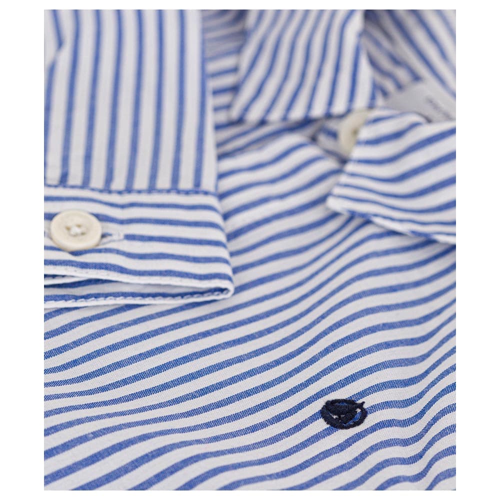 Petit Bateau - Boy's Striped Poplin Shirt - Blue/White