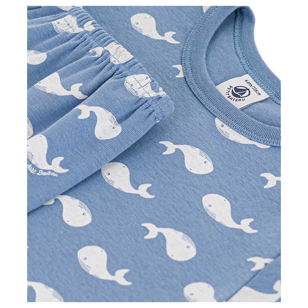 Petit Bateau - Children's Short Cotton Whale Print Pyjama Set