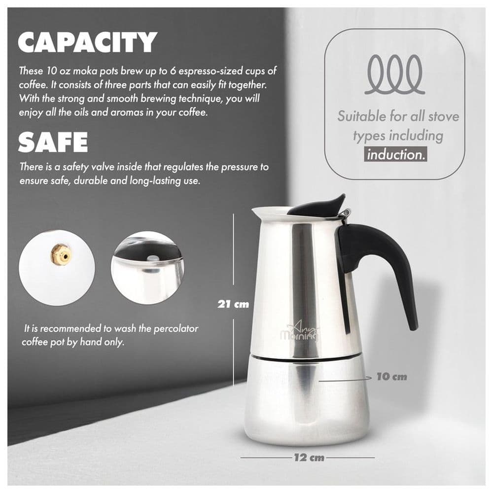 Any Morning - Stove top Espresso Maker Percolator Coffee Pot