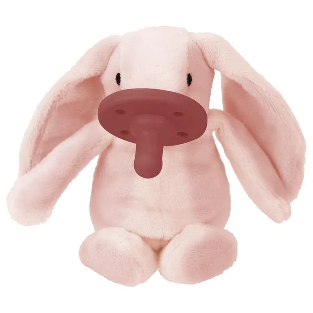 Minikoioi -Pink Bunny Plush Toy With Soother + FREE ONE Silicone Teether