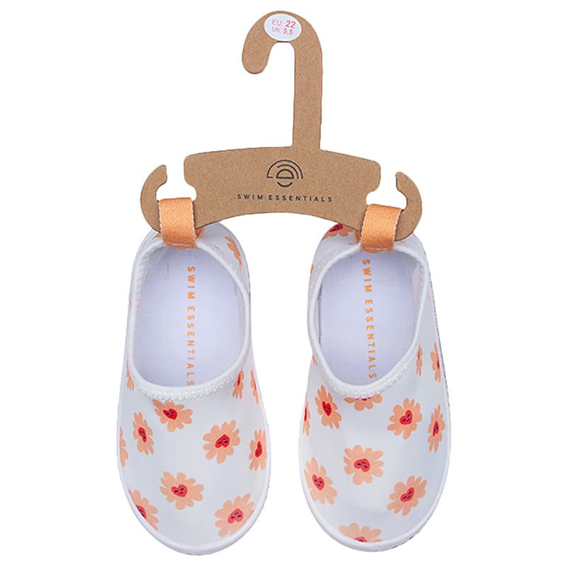 Swim Essentials - Flower Hearts Lycra Anti-Slip Sole Watershoe - White