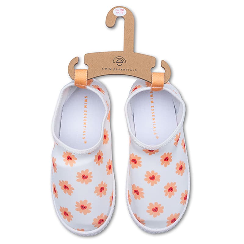 Swim Essentials - Flower Hearts Lycra Anti-Slip Sole Watershoe - White