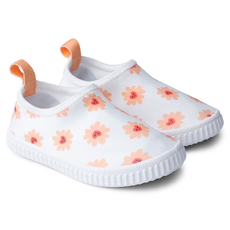 Swim Essentials - Flower Hearts Lycra Anti-Slip Sole Watershoe - White