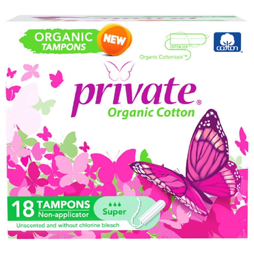 Private - Organic Non Applicator Tampon - Super - 18pcs