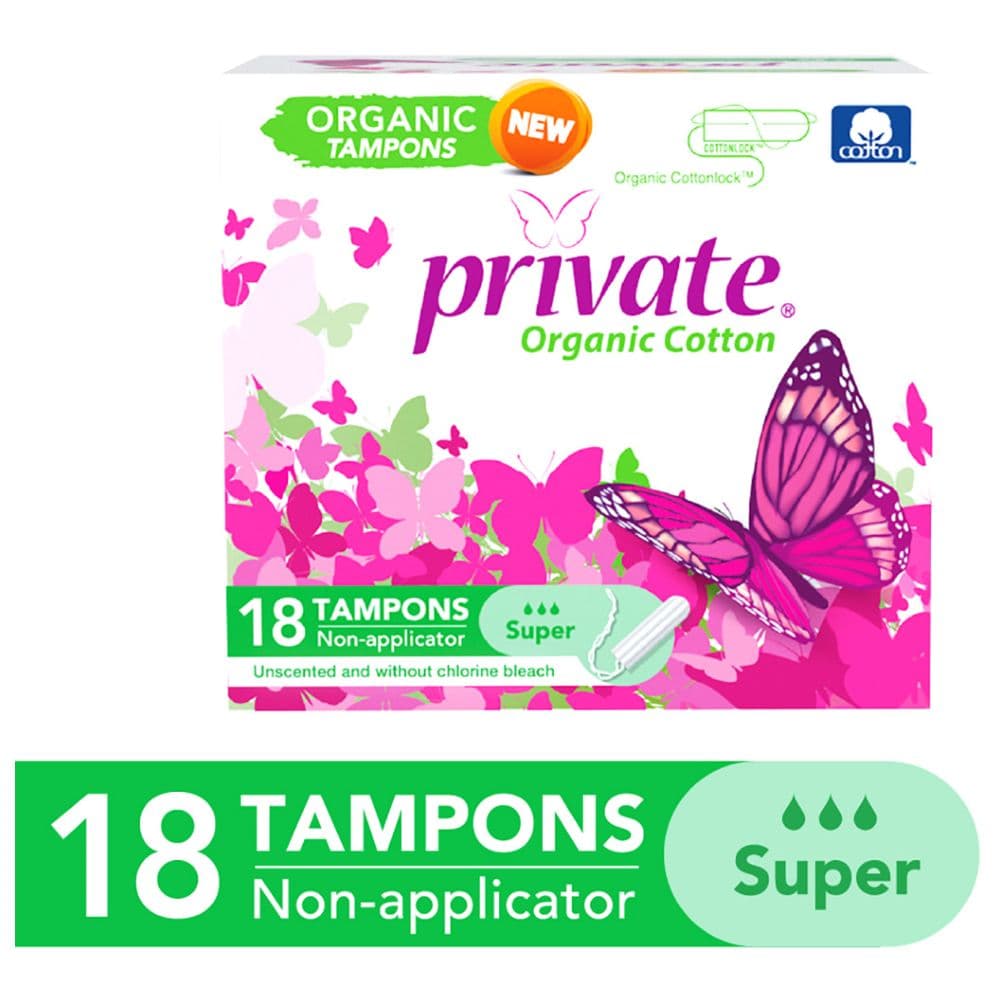 Private - Organic Non Applicator Tampon - Super - 18pcs