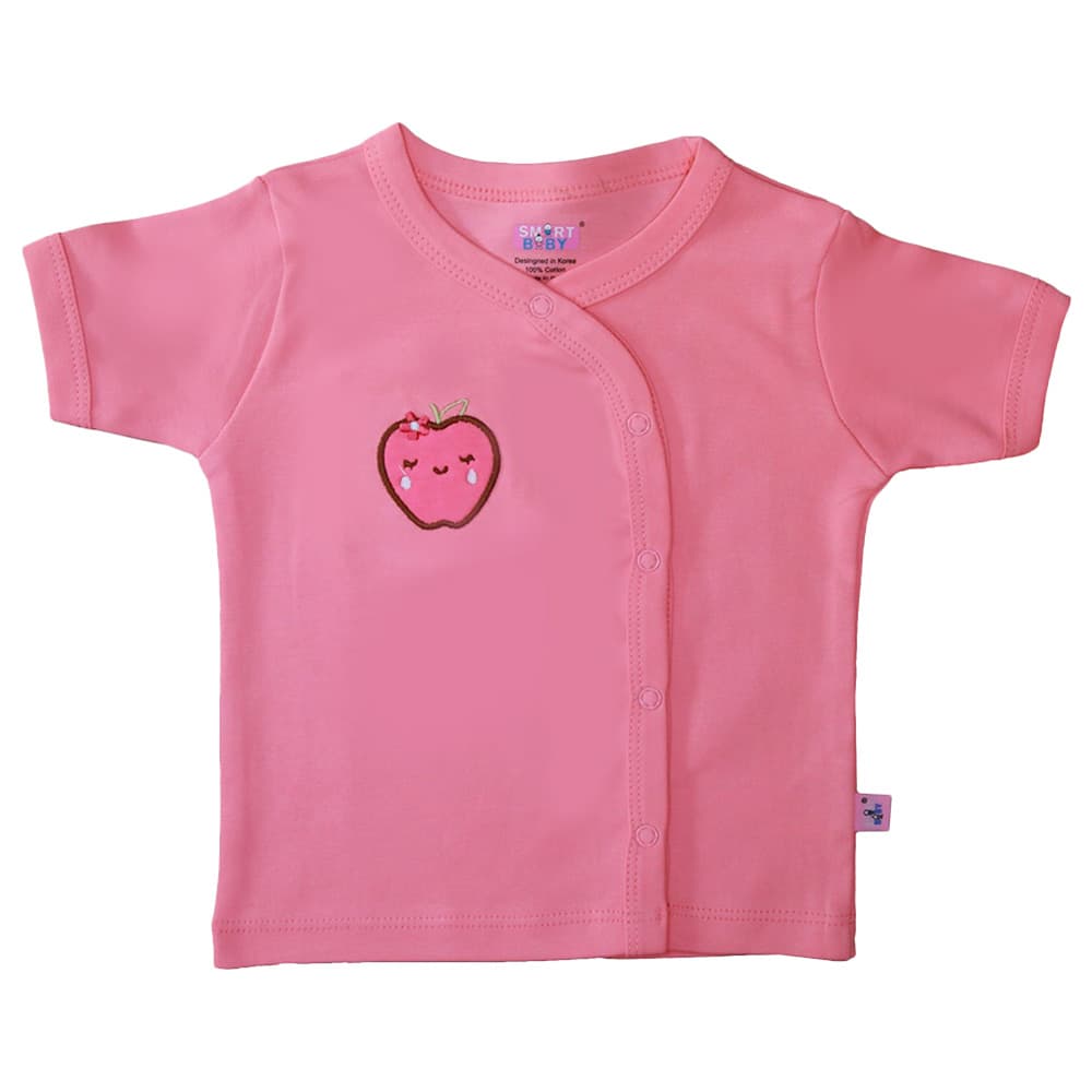 Smart Baby - Baby Girl Short Sleeves Front Button Shirt - Pink