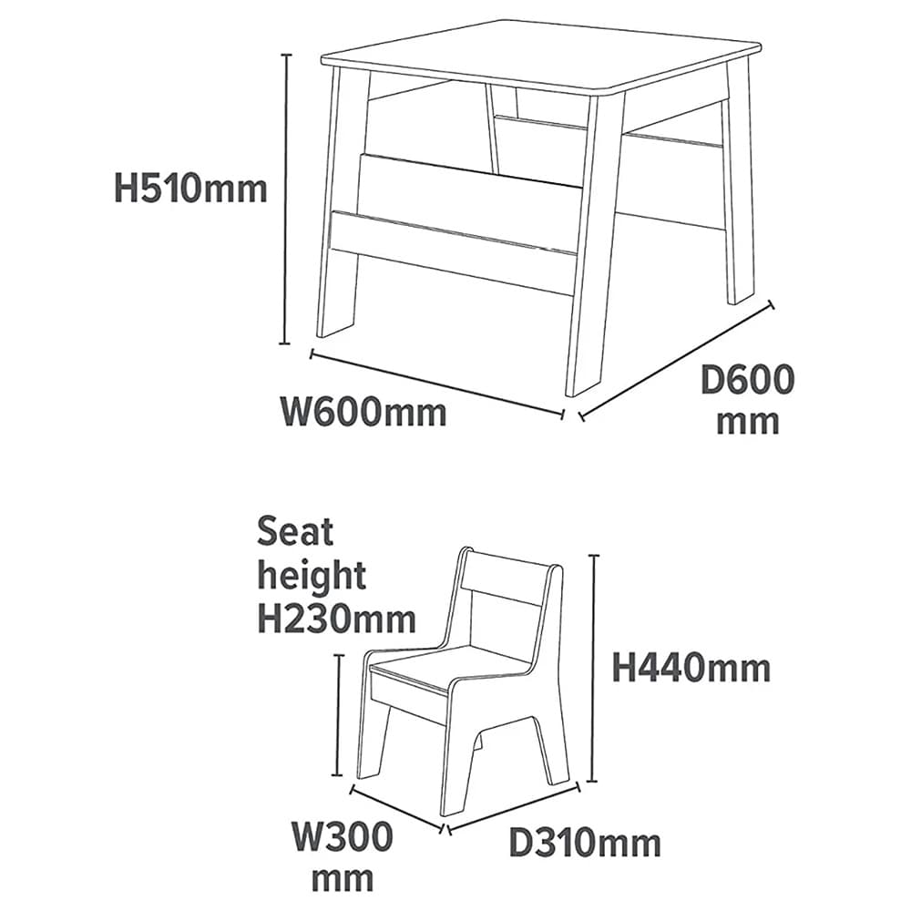 Home Canvas - Kids Table And Chair Set - 3pcs