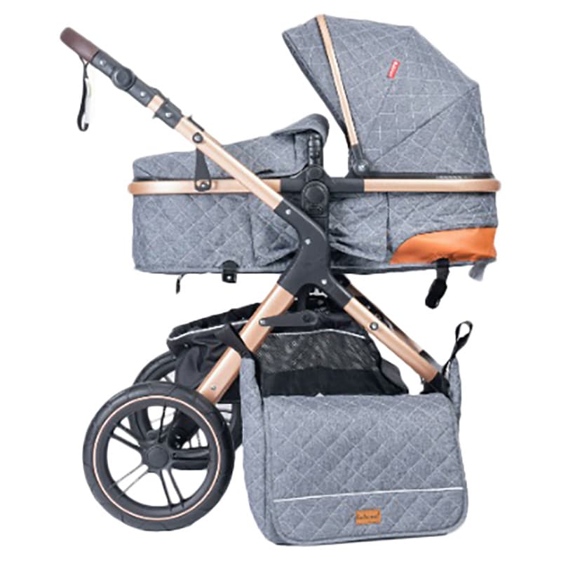 Belecoo - One Fold-To-Half Luxury Pram W/ Diaper Bag - Grey