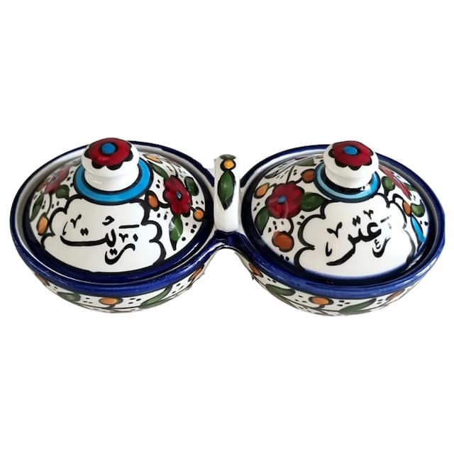 Fyrouzi - Handmade Ceramic Zeit And Zaatar Connected Bowls