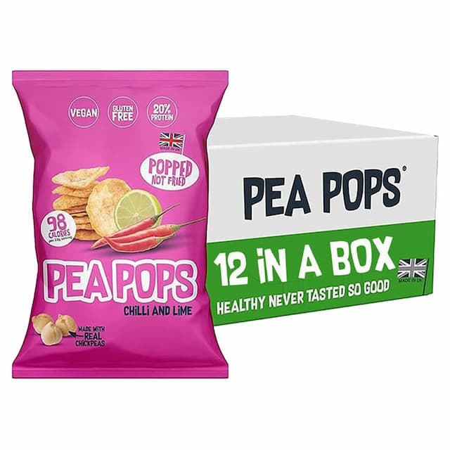 Food Factor - Pea Pops Healthy Protein Chips - Chilli/Lime - 23 g - Pack of 12