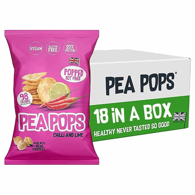 Food Factor - Pea Pops Healthy Protein Chips - Chilli/Lime - 23 g - Pack of 18