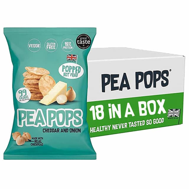 Food Factor - Pea Pops Healthy Protein Chips - Cheddar/Onion - 23 g - Pack of 18