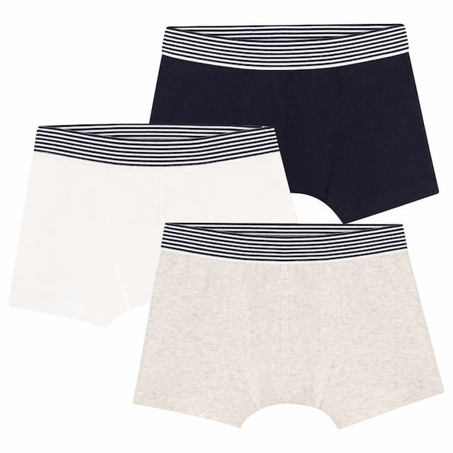 Petit Bateau - 3pc-Set - Boy's Plain Cotton Boxer Shorts