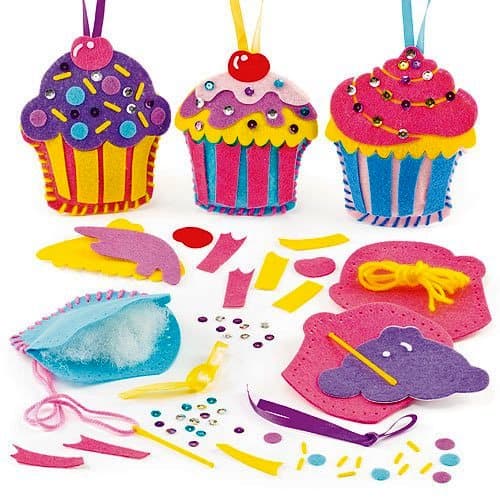 Baker Ross Cupcake Decoration Sewing Kits (Pack of 3)