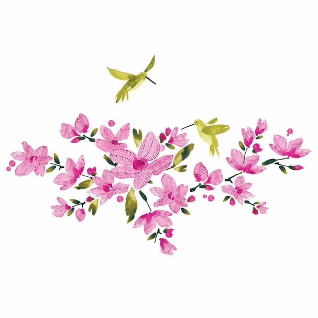 Pink Flowering Vine Wall Decal