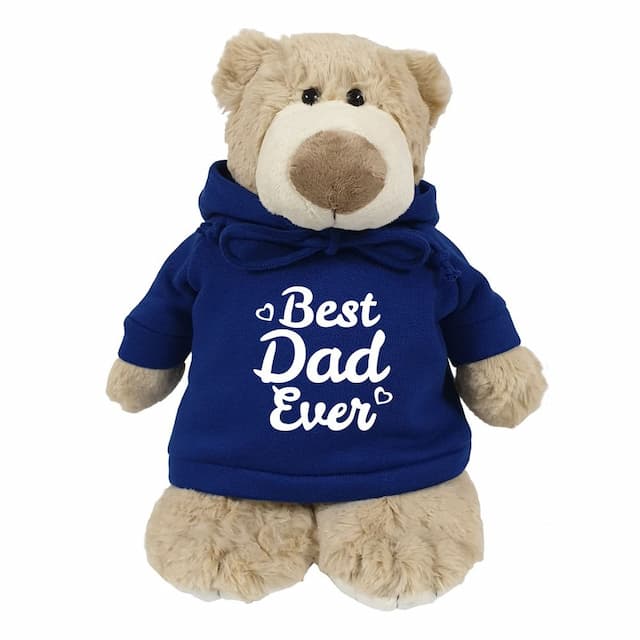 Fay Lawson - Trendy Blue Hoodie Best Dad Ever Mascot Bear - Light Brown