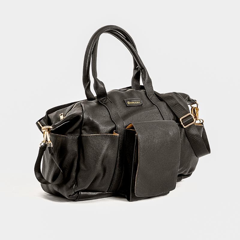 Bumble & Bird - Vegan Leather Satchel Diaper Bag - Black (Exclusive)