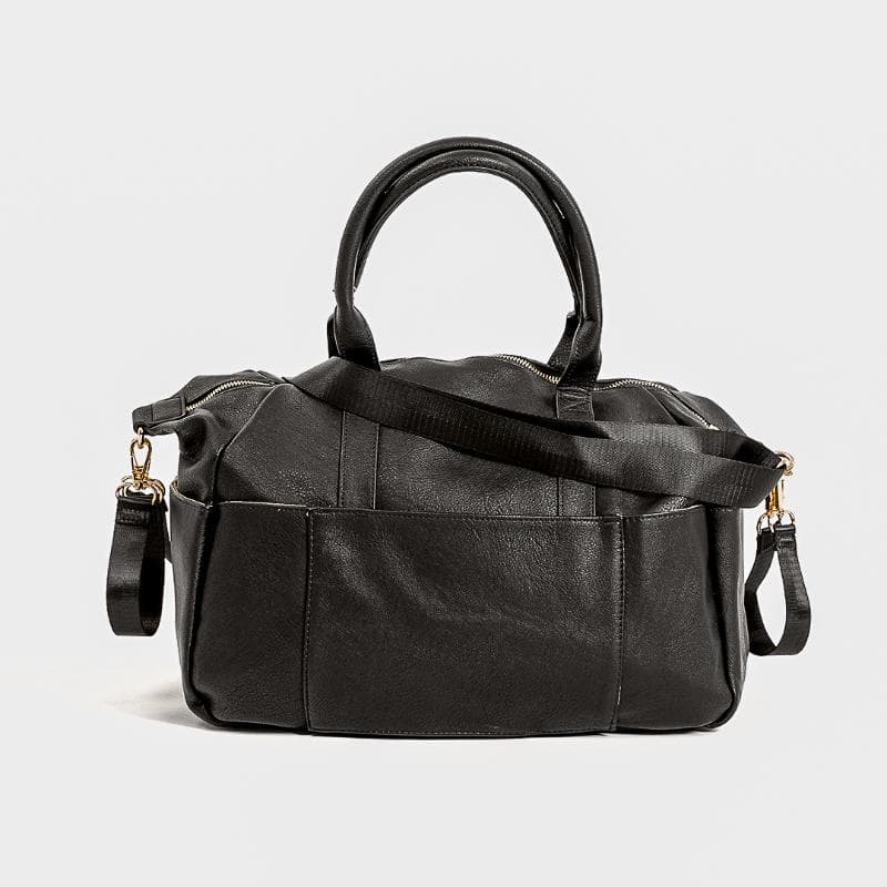 Bumble & Bird - Vegan Leather Satchel Diaper Bag - Black (Exclusive)