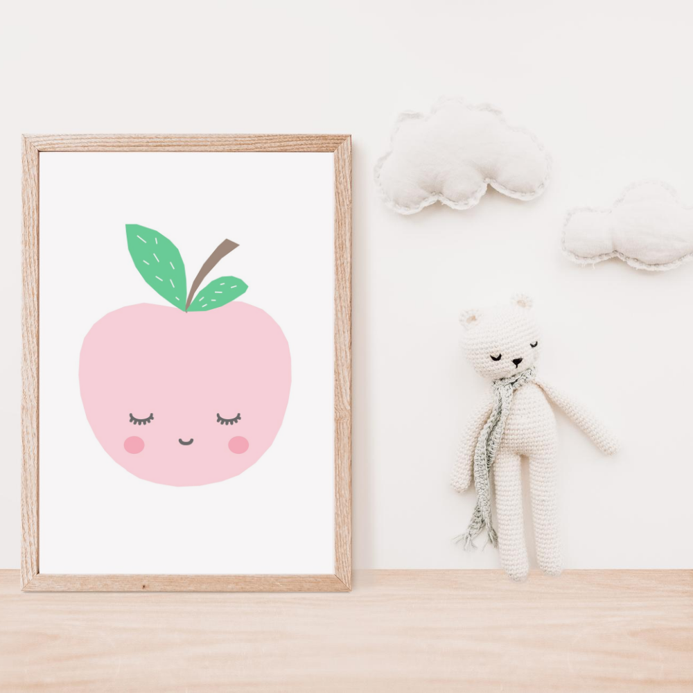 Paper Crew - Sleepy Pink Apple Wall Art Print