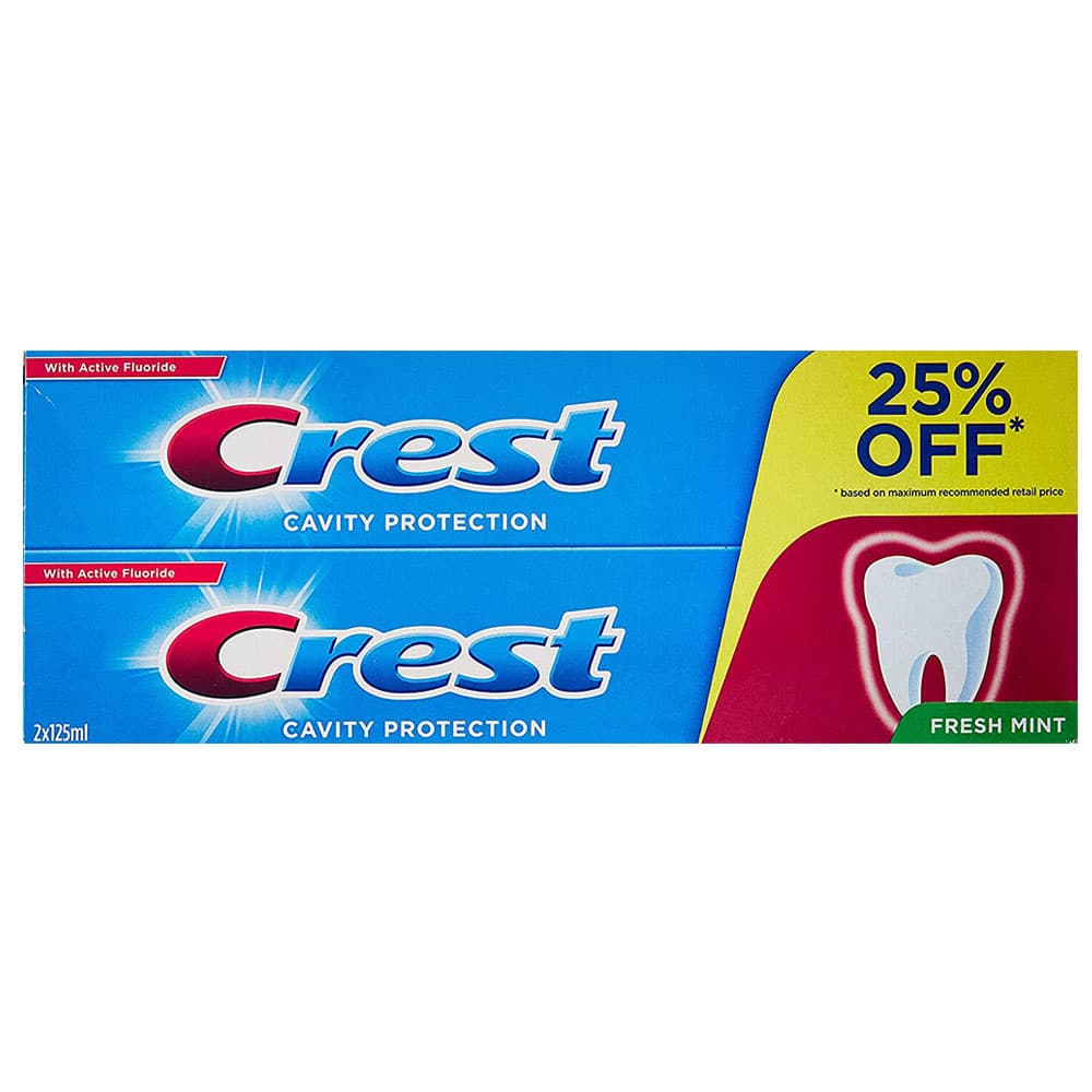 Crest - Cavity Protection Fresh Mint Toothpaste, 2 x 125ml